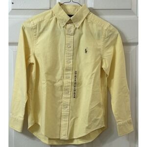 NEW Polo Ralph Lauren Boys Button Down Shirt Yellow Oxford Collared Sz 8 Preppy